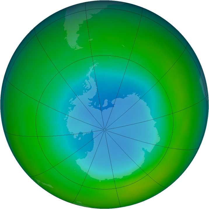 Antarctic ozone map for August 1985